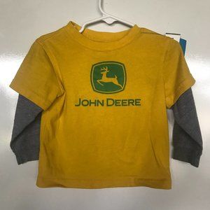 John Deere Long Sleeve Logoed T shirt Yellow and Grey size 18M